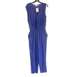DANBEE Solid Blue Elastic waist Sleeveless Jumpsuit size XL